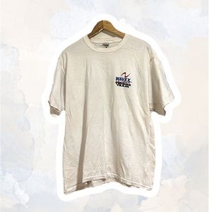 Vintage white Tee shirt with 80s looking decal